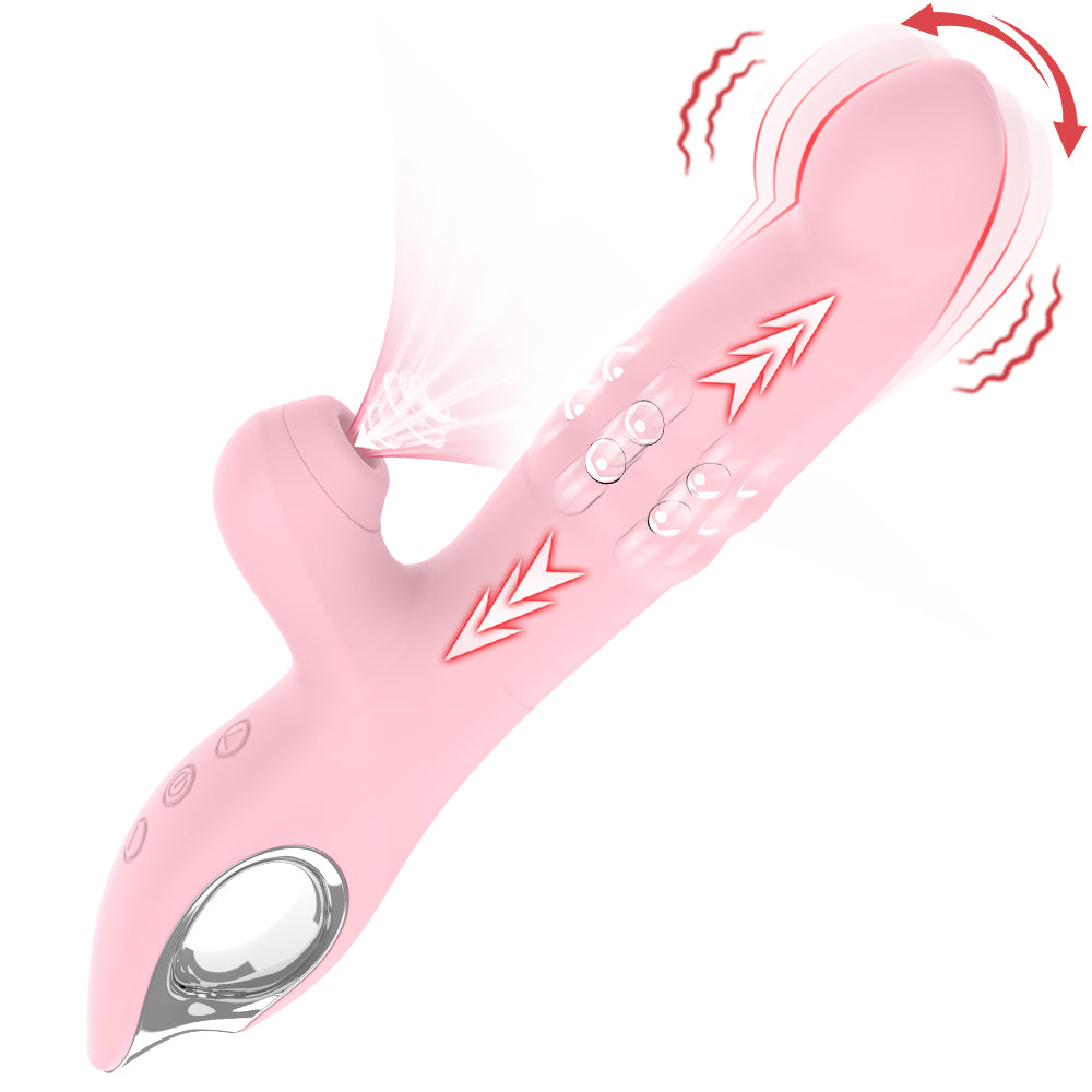 Thrusting and Sucking Rabbit Vibrator-Pinck