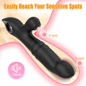 Thrusting and Sucking Rabbit Vibrator-Black