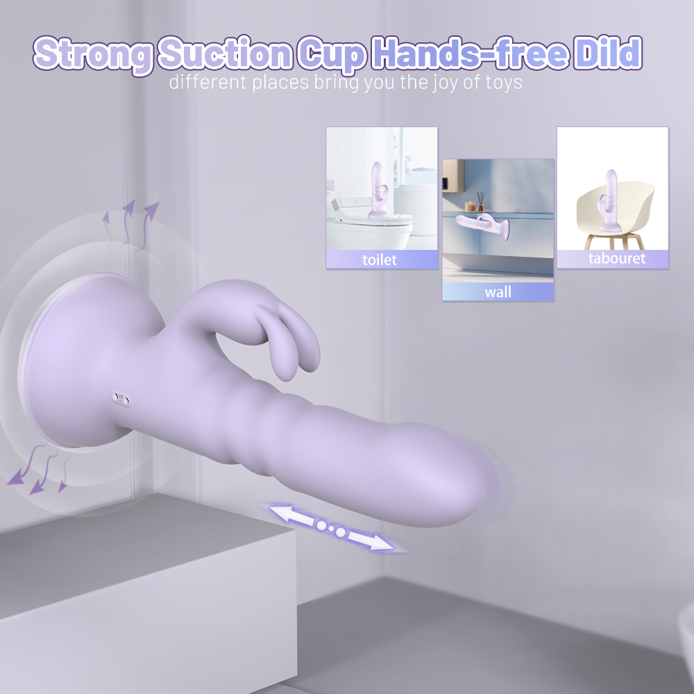 Suction Cup Thruster Rabbit Vibrator-Purple