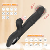 Thrusting and Sucking Rabbit Vibrator-Black