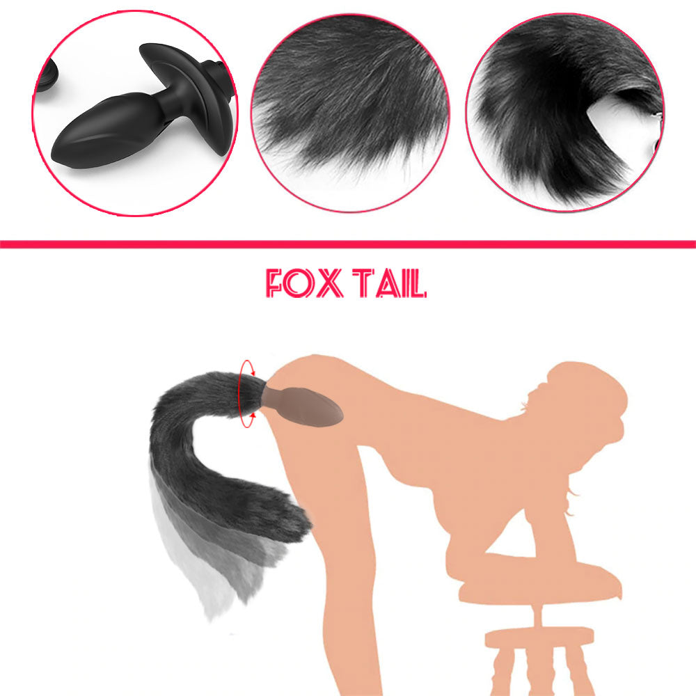 Vibrating Tail Anal Plug-Black