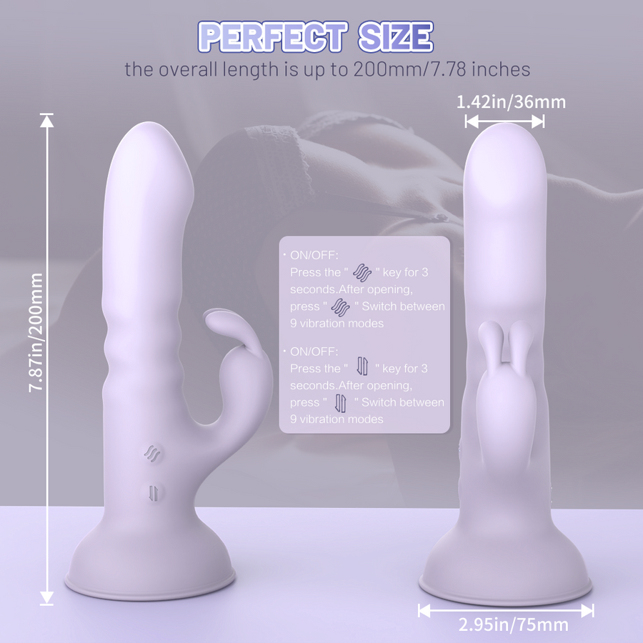 Suction Cup Thruster Rabbit Vibrator-Purple