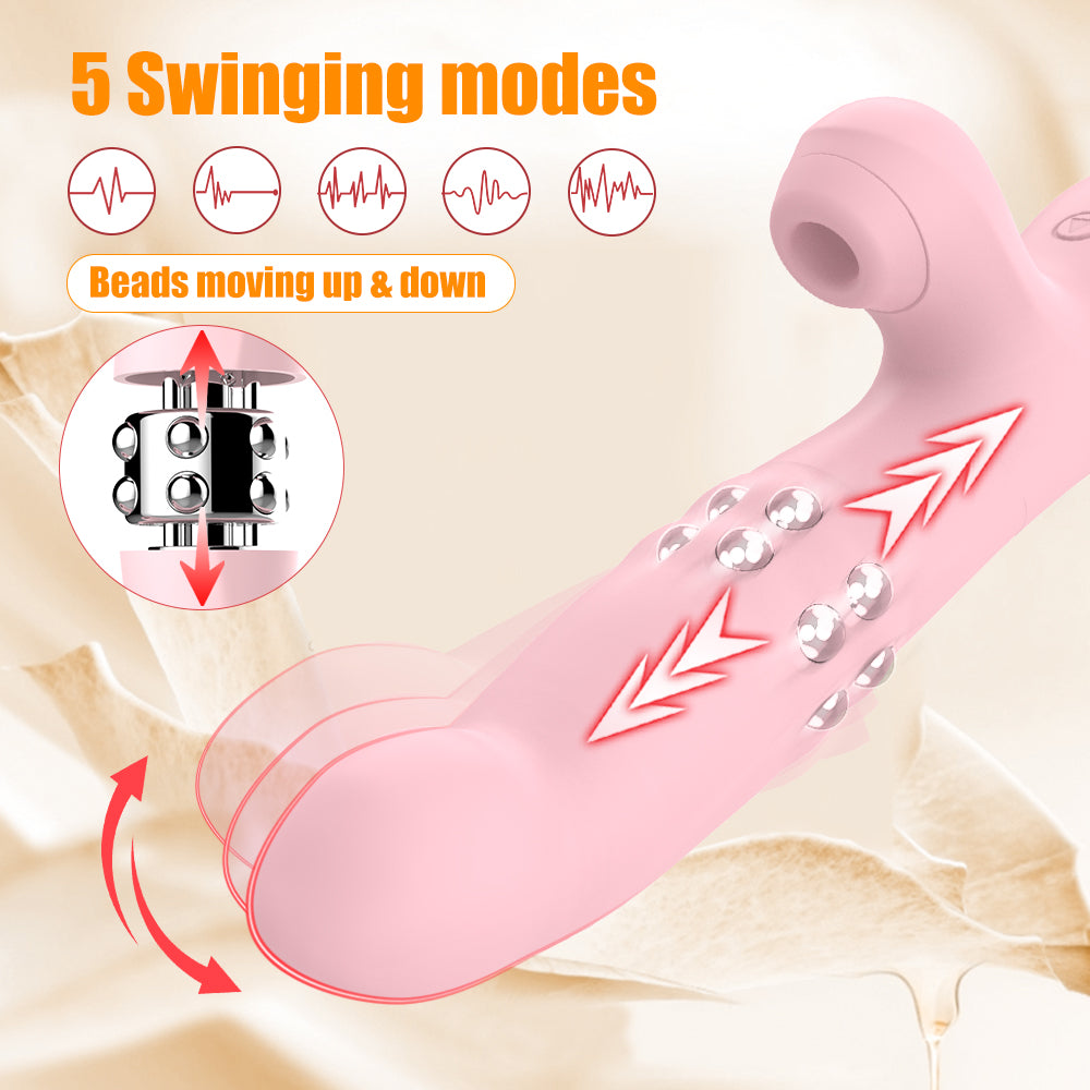 Thrusting and Sucking Rabbit Vibrator-Pinck
