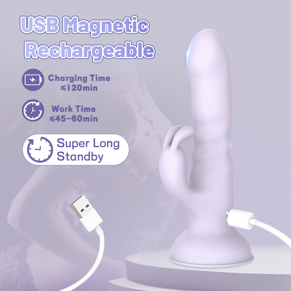 Suction Cup Thruster Rabbit Vibrator-Purple