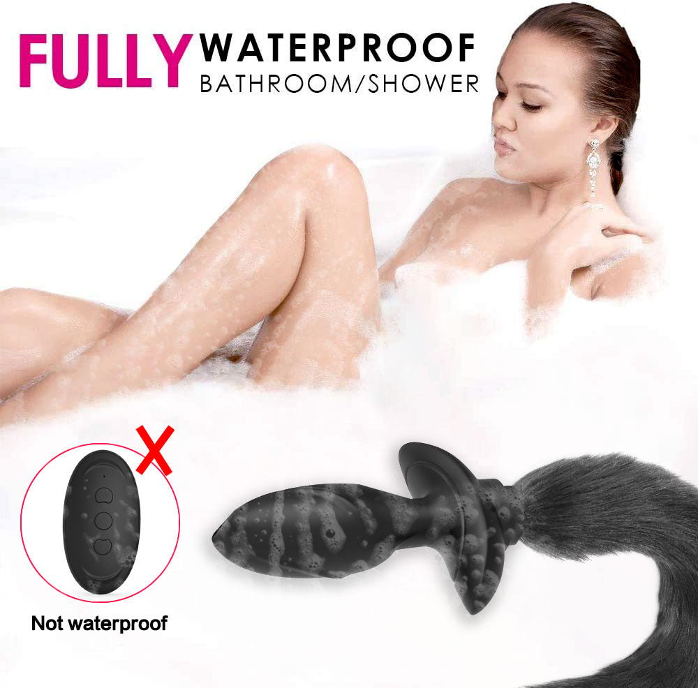 Vibrating Tail Anal Plug-Black