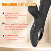 Thrusting and Sucking Rabbit Vibrator-Black