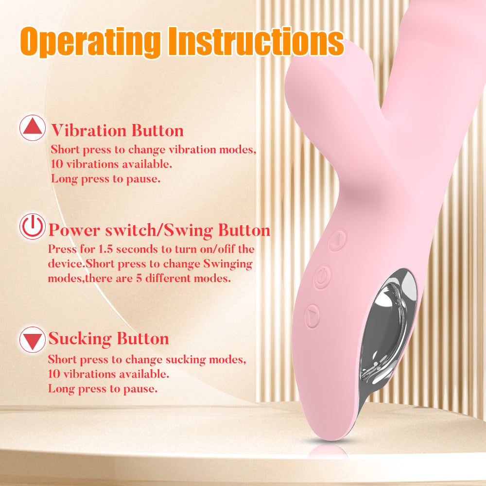 Thrusting and Sucking Rabbit Vibrator-Pinck