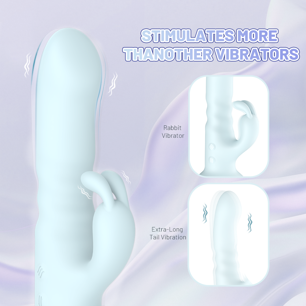 Suction Cup Thruster Rabbit Vibrator-Blue