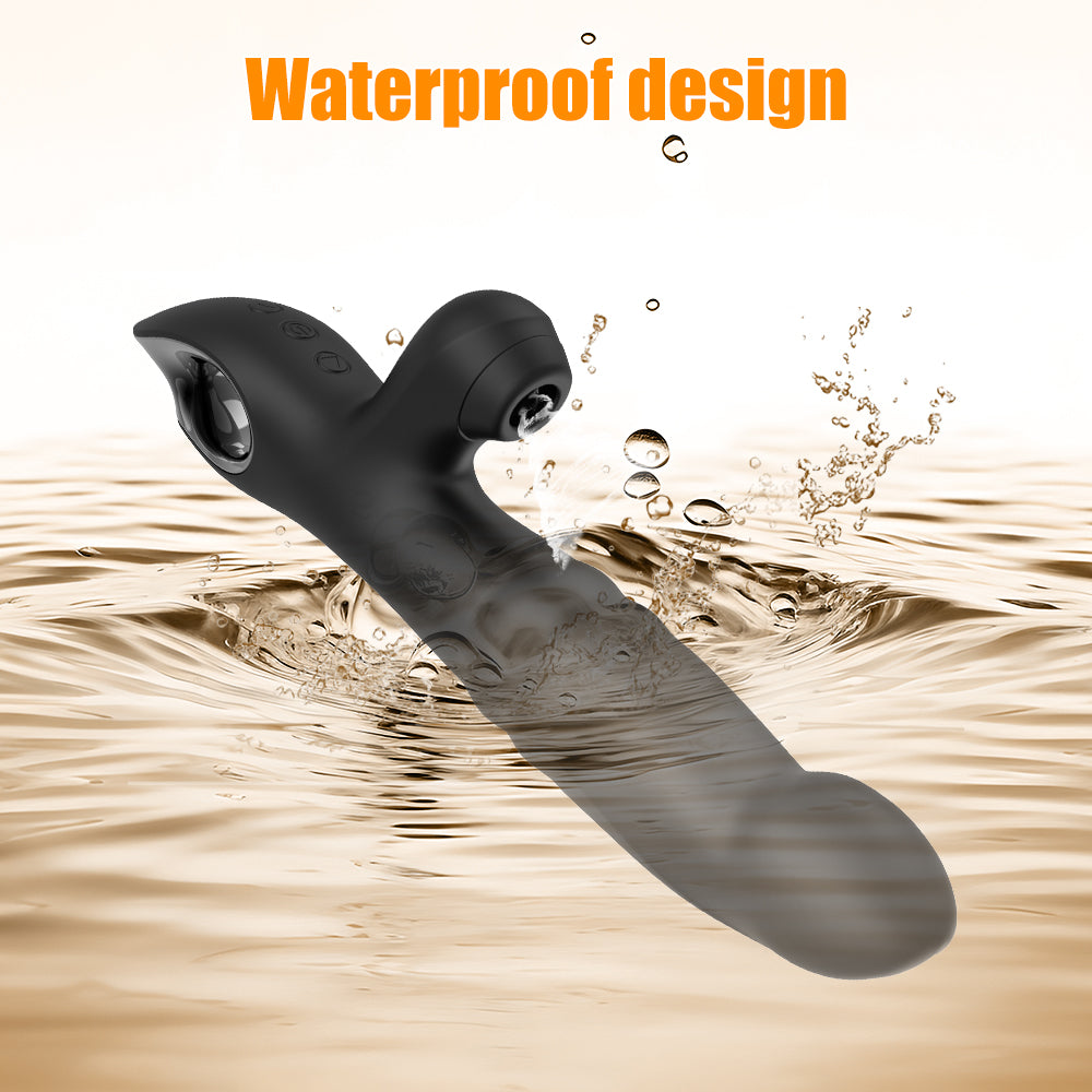 Thrusting and Sucking Rabbit Vibrator-Black