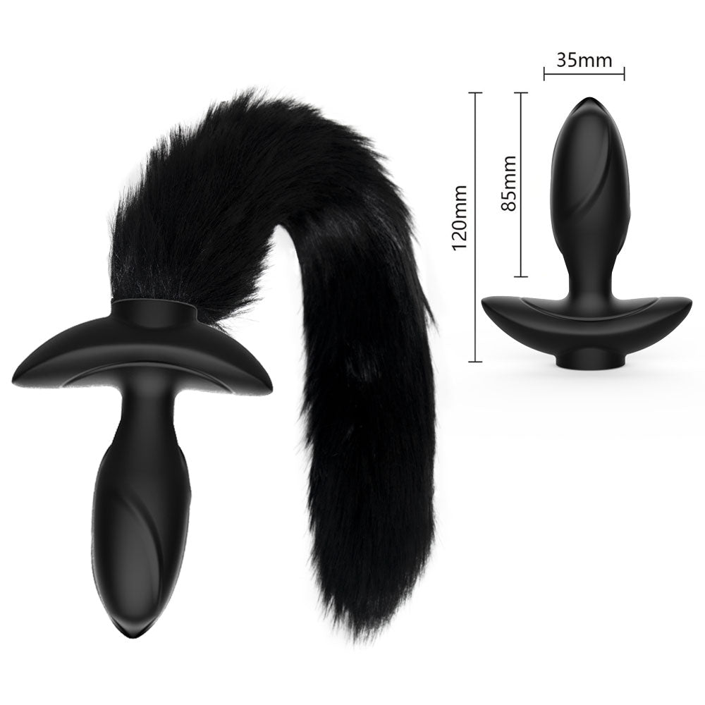 Vibrating Tail Anal Plug-Black