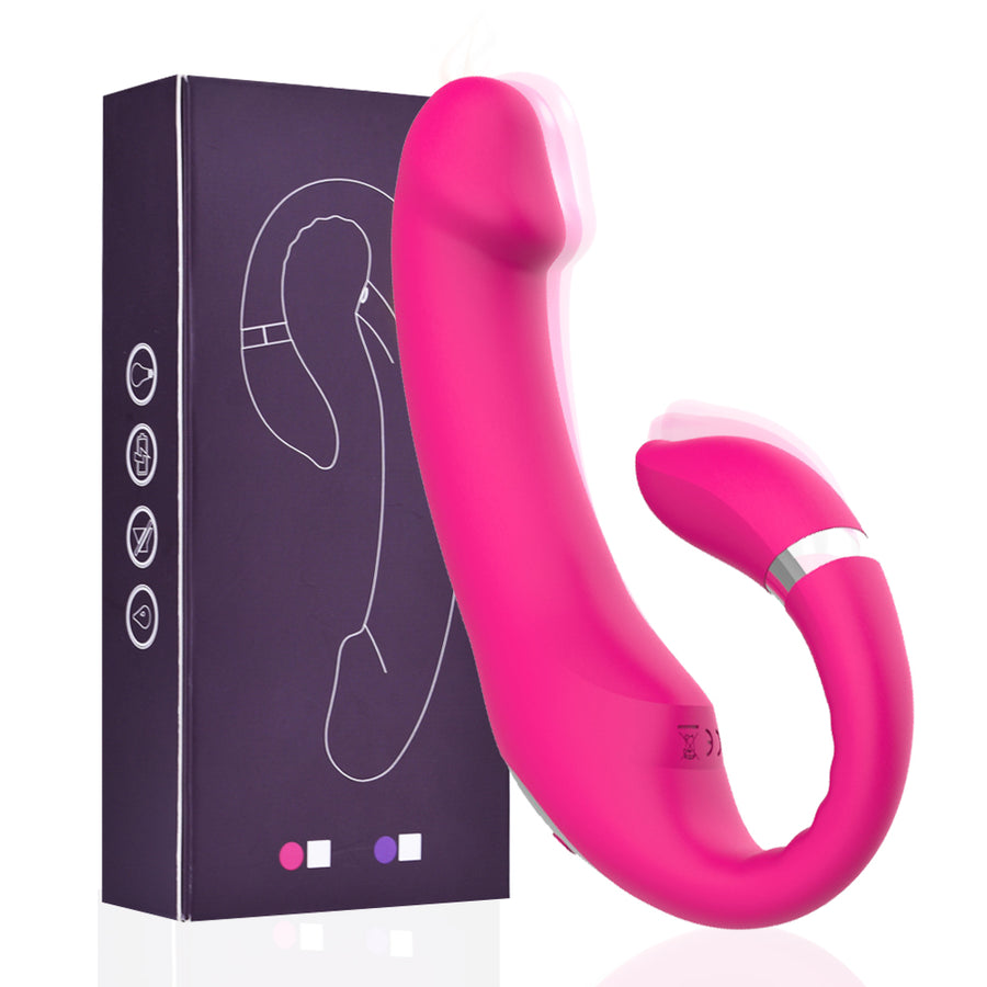 C-shaped Dual-Stimulation Vibrator-Red