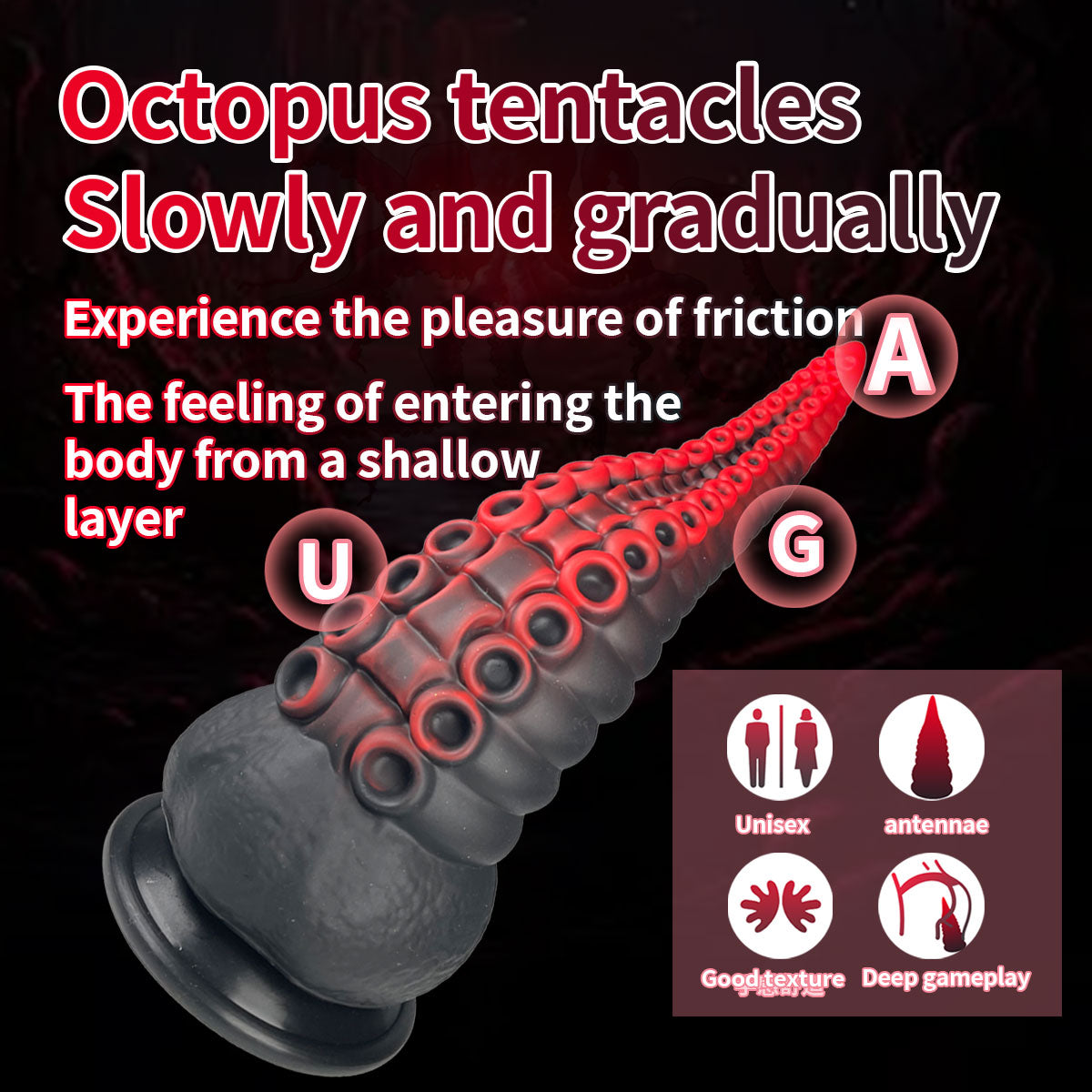 Octopus Tentacle Dildo - Black Red
