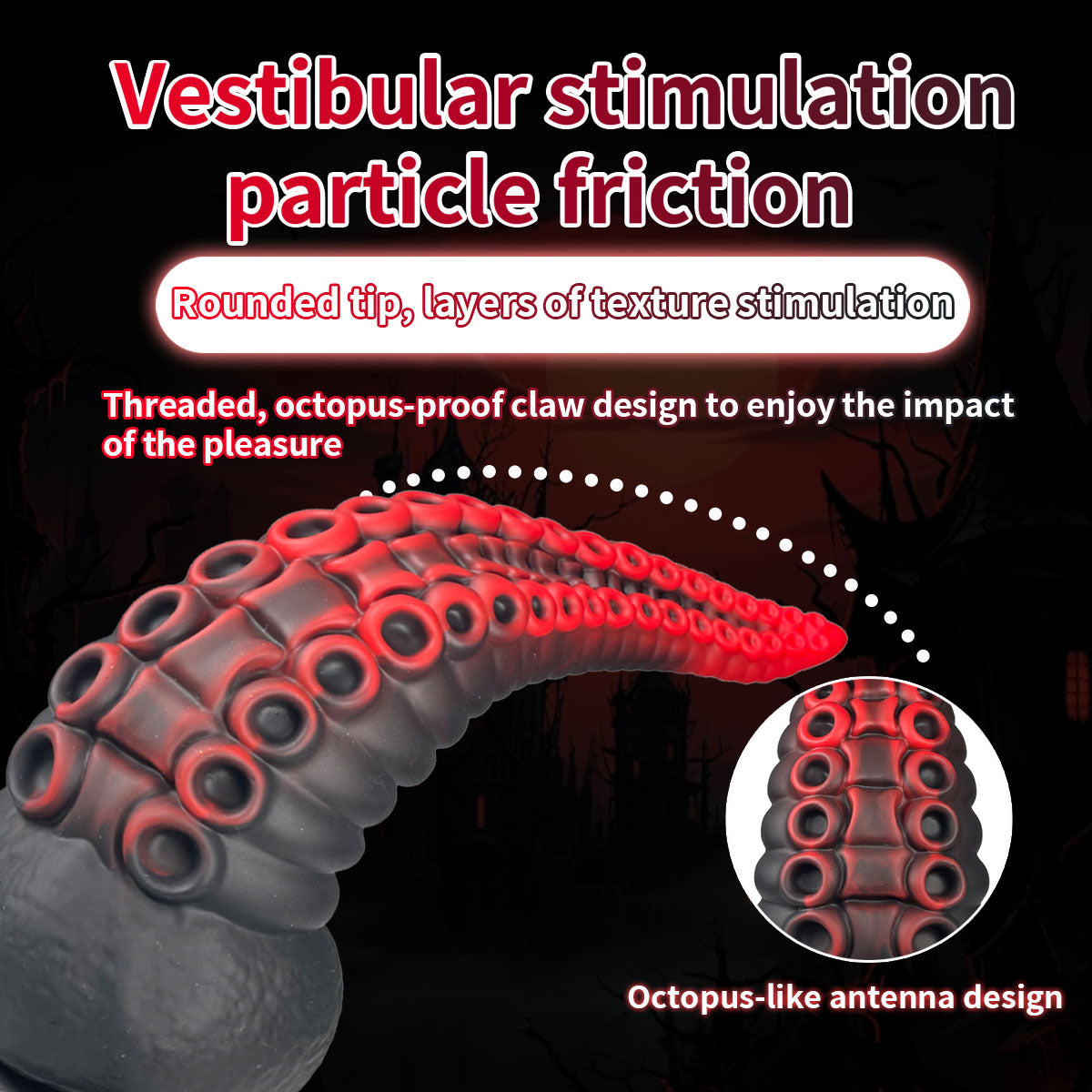 Octopus Tentacle Dildo - Black Red