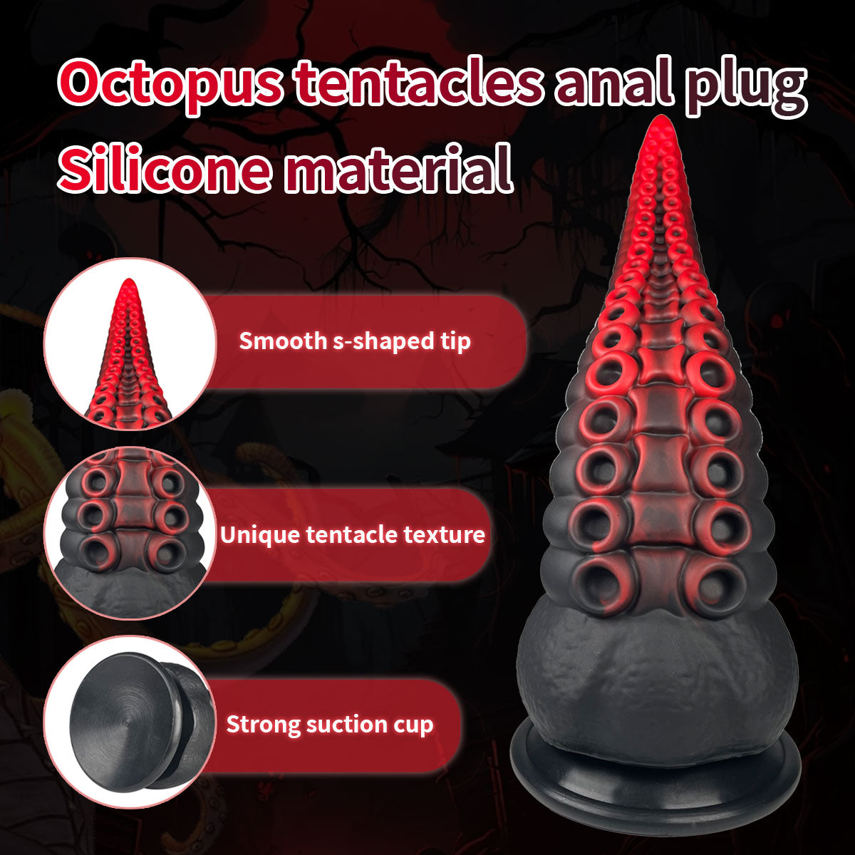 Octopus Tentacle Dildo - Black Red
