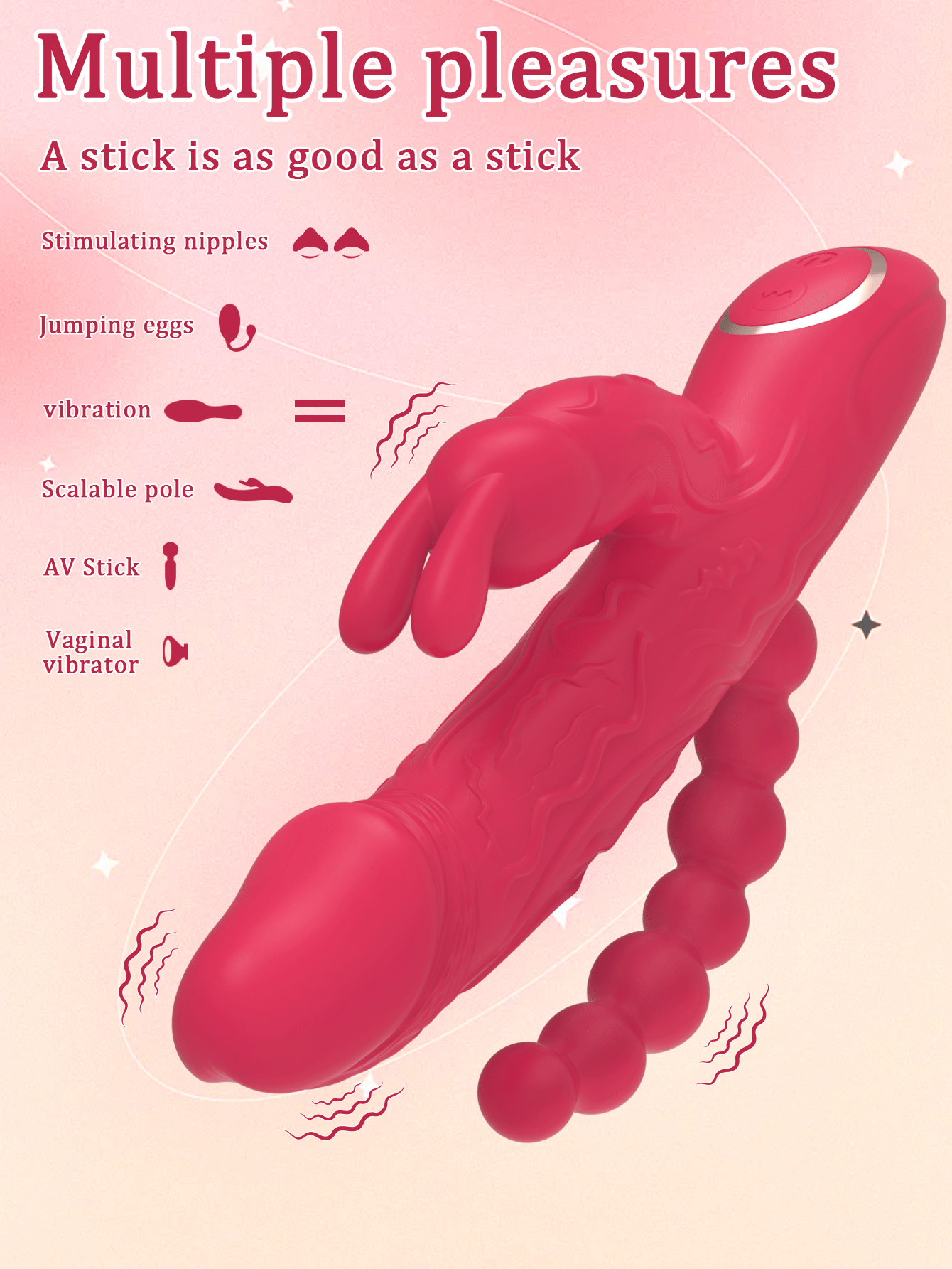 Triple Stimulation Vibrator-Red