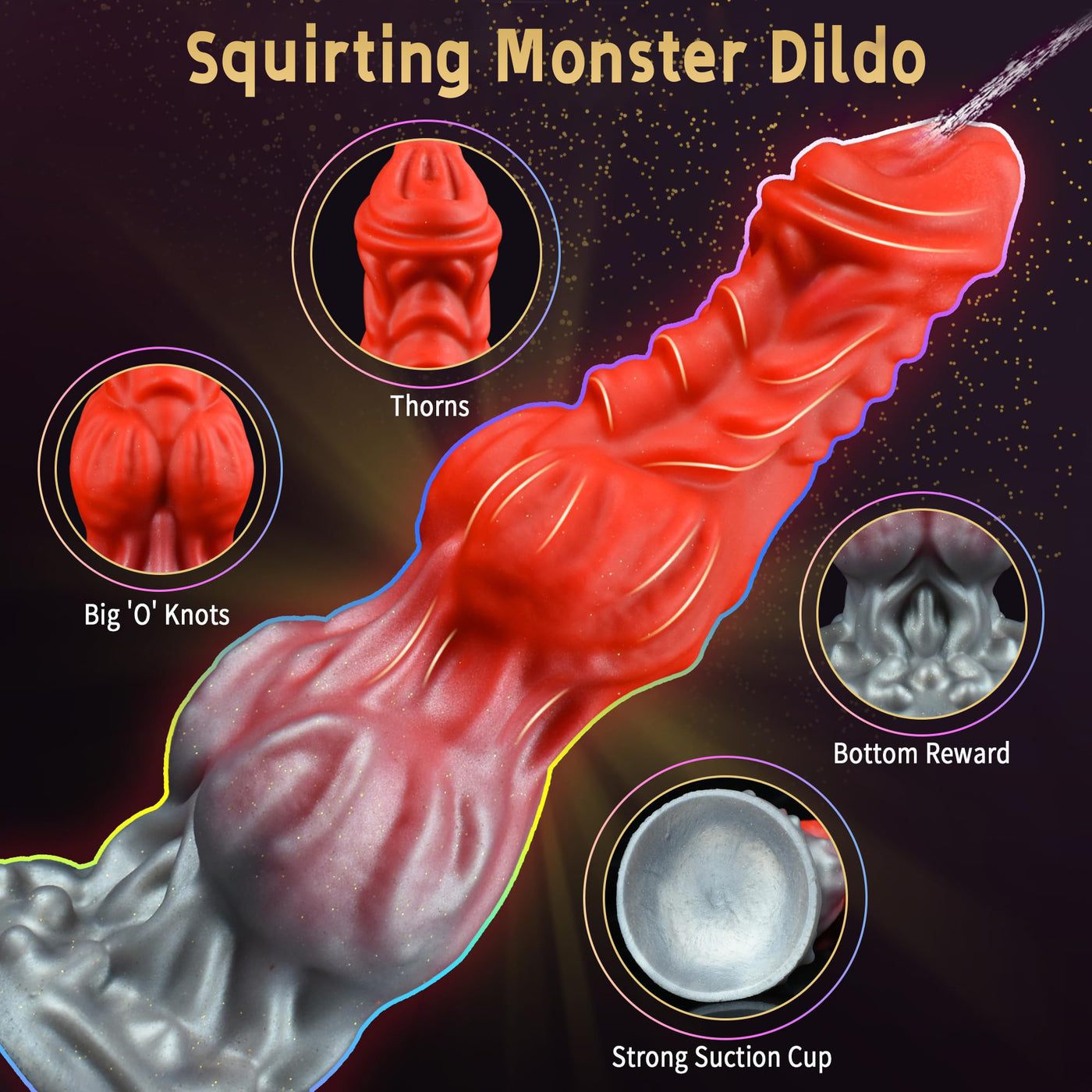 Alien Canine Ejecting Dildo-Red