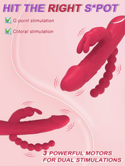 Triple Stimulation Vibrator-Red