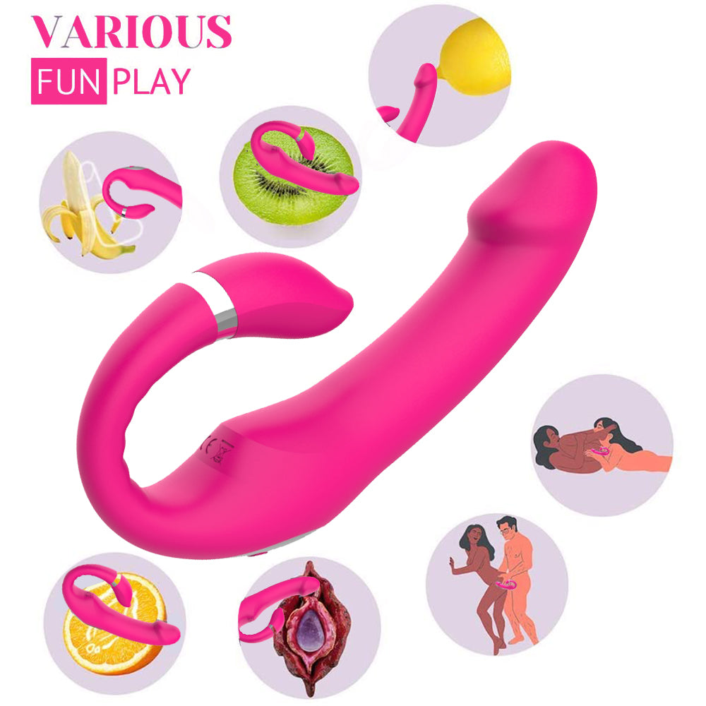 C-shaped Dual-Stimulation Vibrator-Red