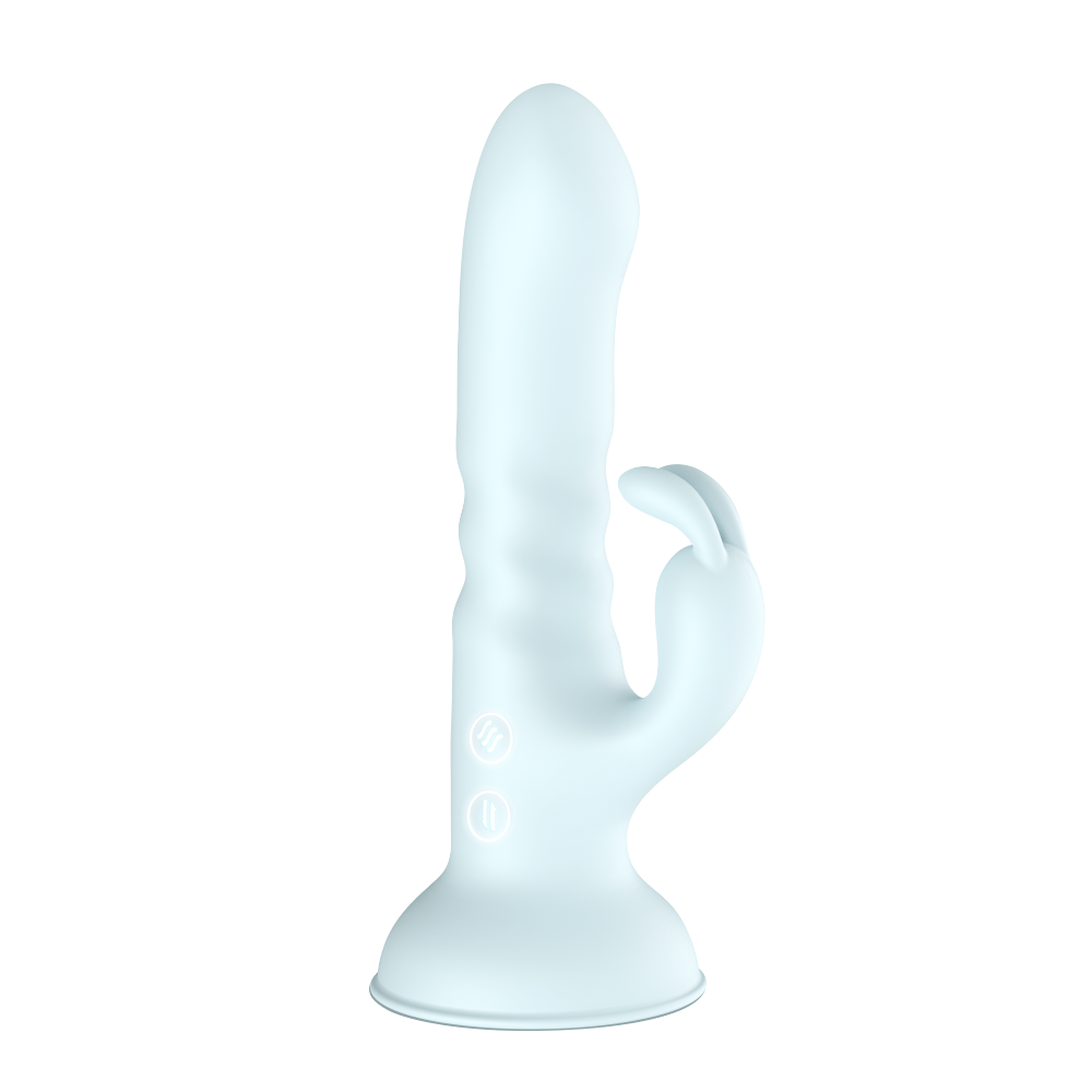 Suction Cup Thruster Rabbit Vibrator-Blue