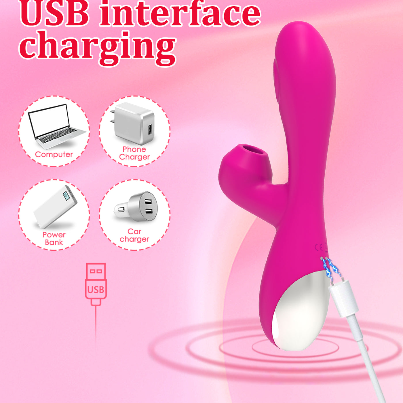 Triple Pleasure Suction Vibrator-Pink
