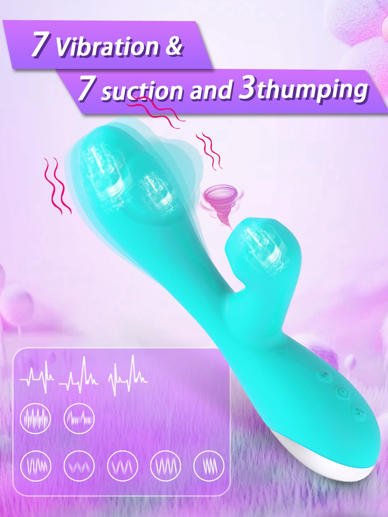 Triple Pleasure Suction Vibrator-Blue
