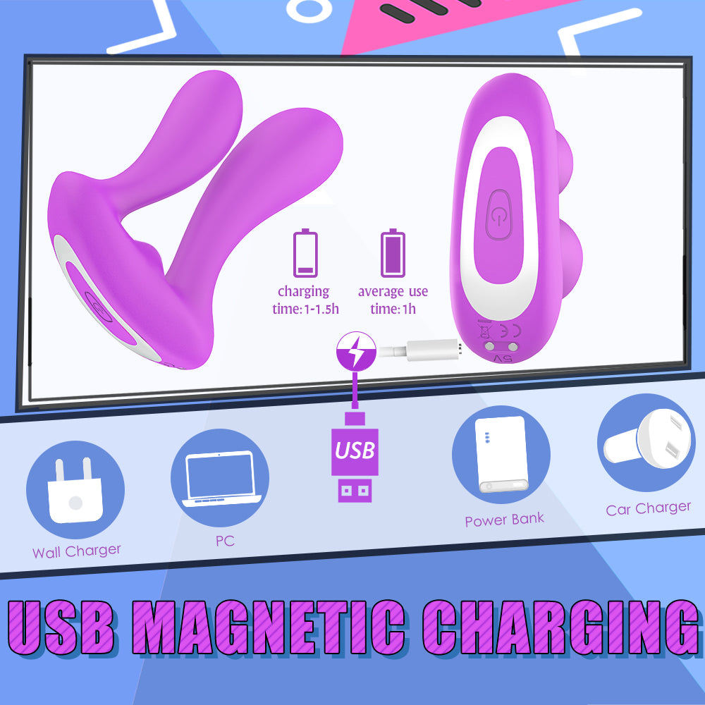 Heart-Rabbit Dual Wearable Vibrator-Purple