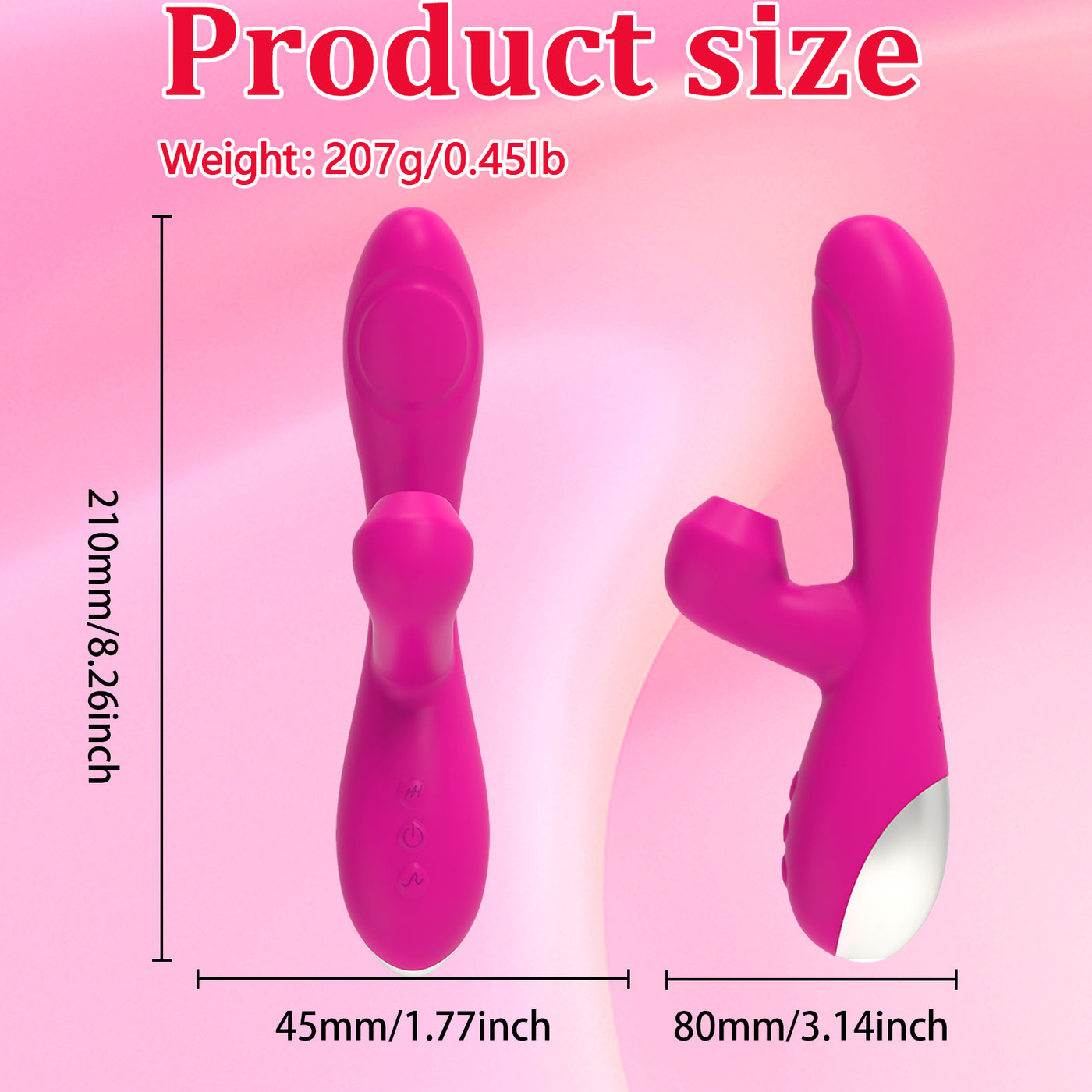Triple Pleasure Suction Vibrator-Pink