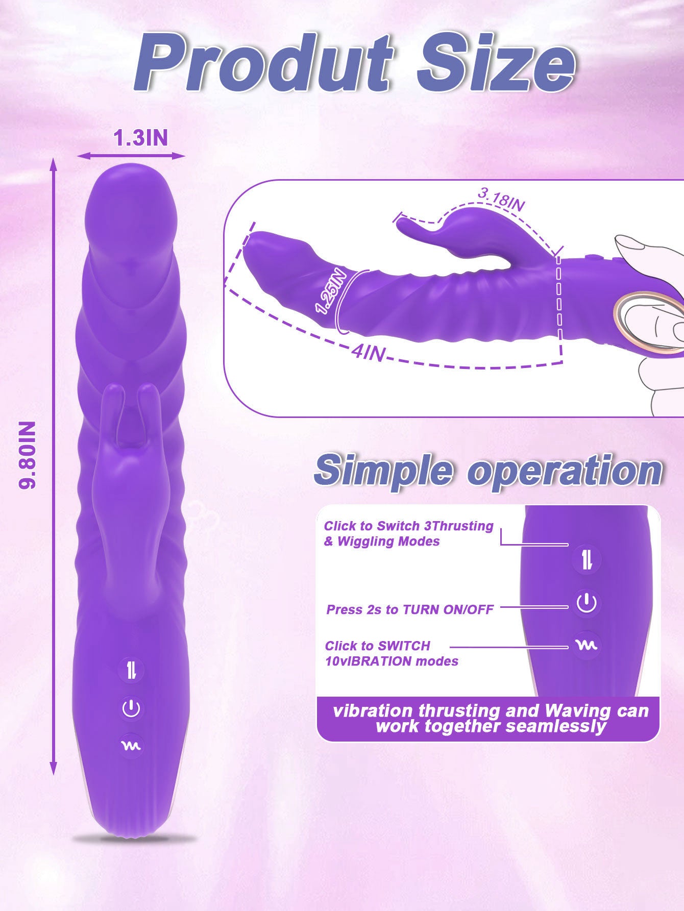 Dreamboat Triple Stimulation Vibrator-Purpel
