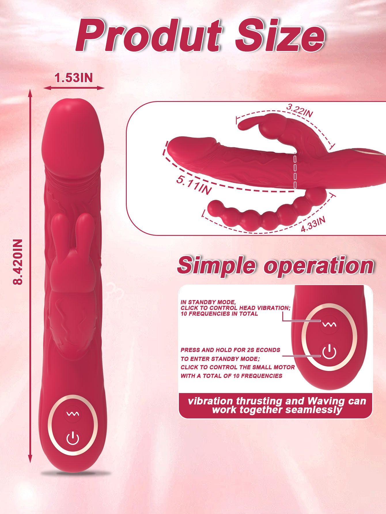 Triple Stimulation Vibrator-Red