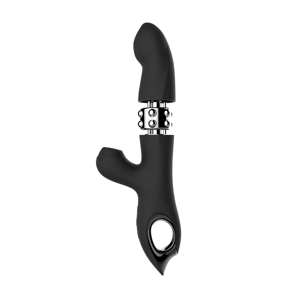 Thrusting and Sucking Rabbit Vibrator-Black