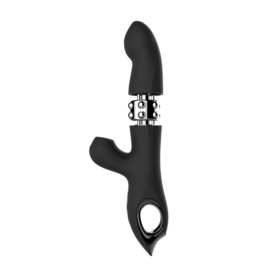 Thrusting and Sucking Rabbit Vibrator-Black